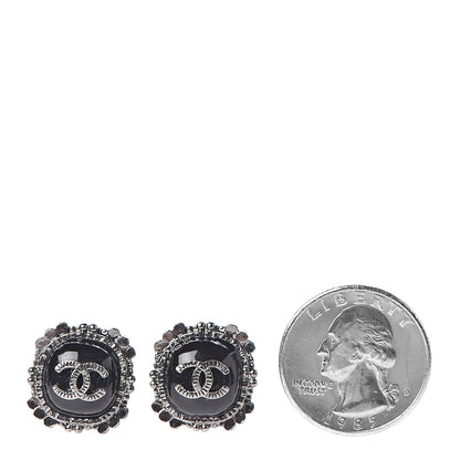 Chanel Ruthenium Enamel CC Earrings Black 2 of 7