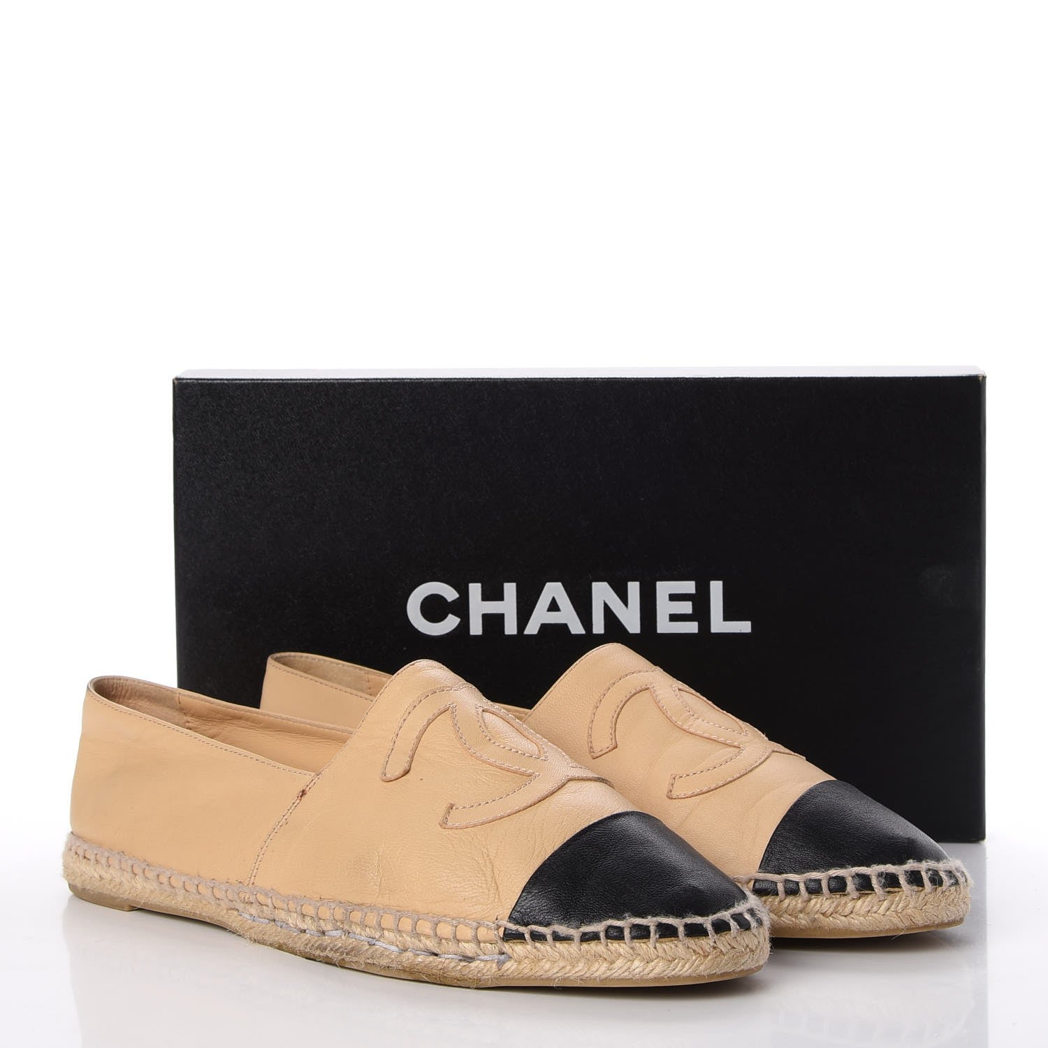 Chanel Lambskin CC Espadrilles 41 Beige Black 21 of 21