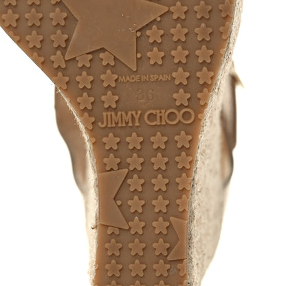 Jimmy Choo Patent Aimee Wedge Sandals 36 Nude 7 of 9