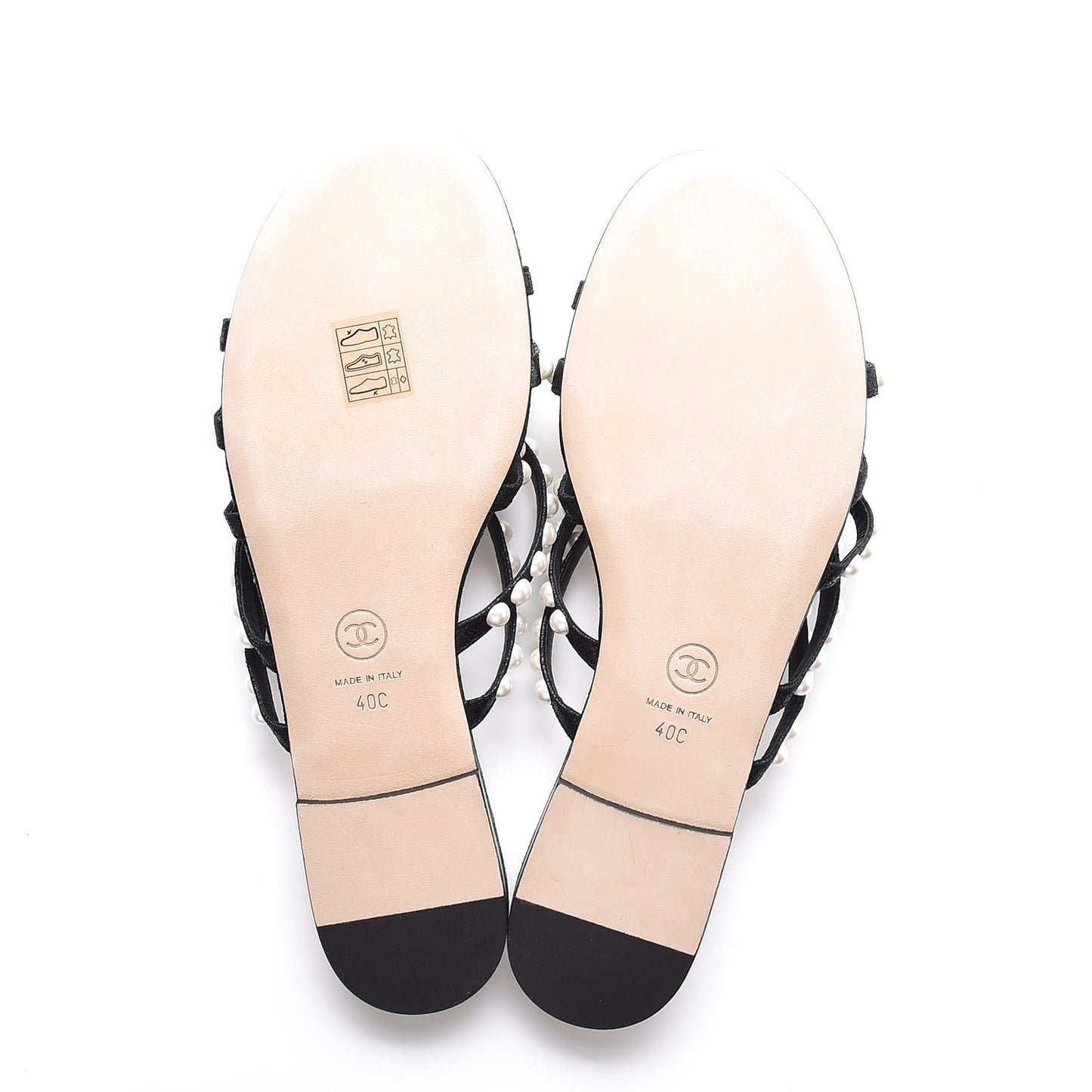 Crackled Lambskin Pearl Mule Sandals 40 Black