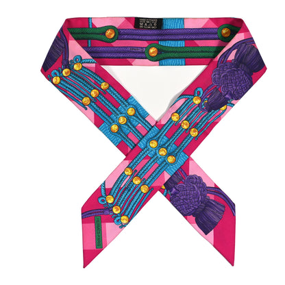 Hermes Silk Brandebourgs Twilly Fuchsia Turquoise Emeraude 1 of 3