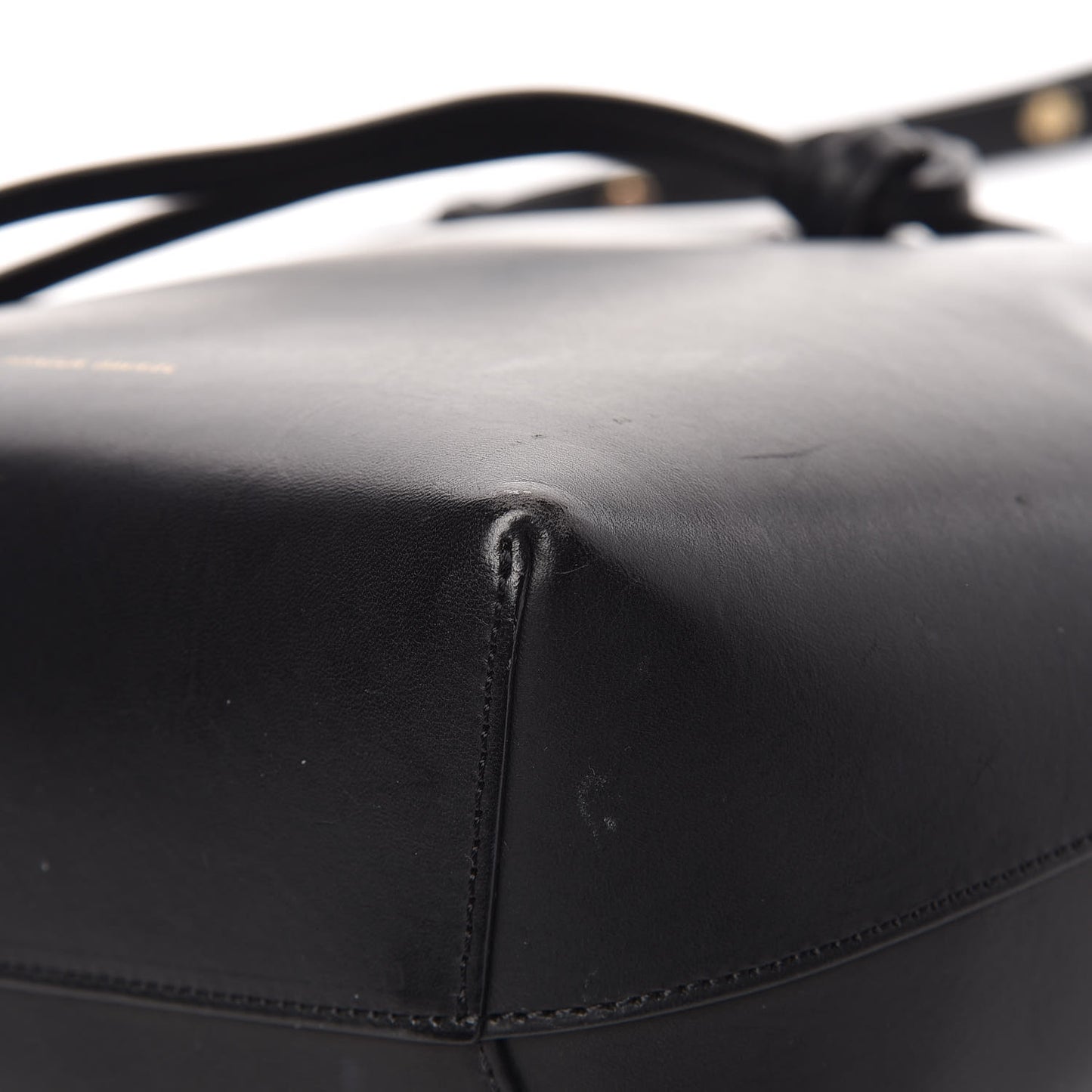 Vegetable Tanned Calfskin Mini Bucket Bag Black Flamma