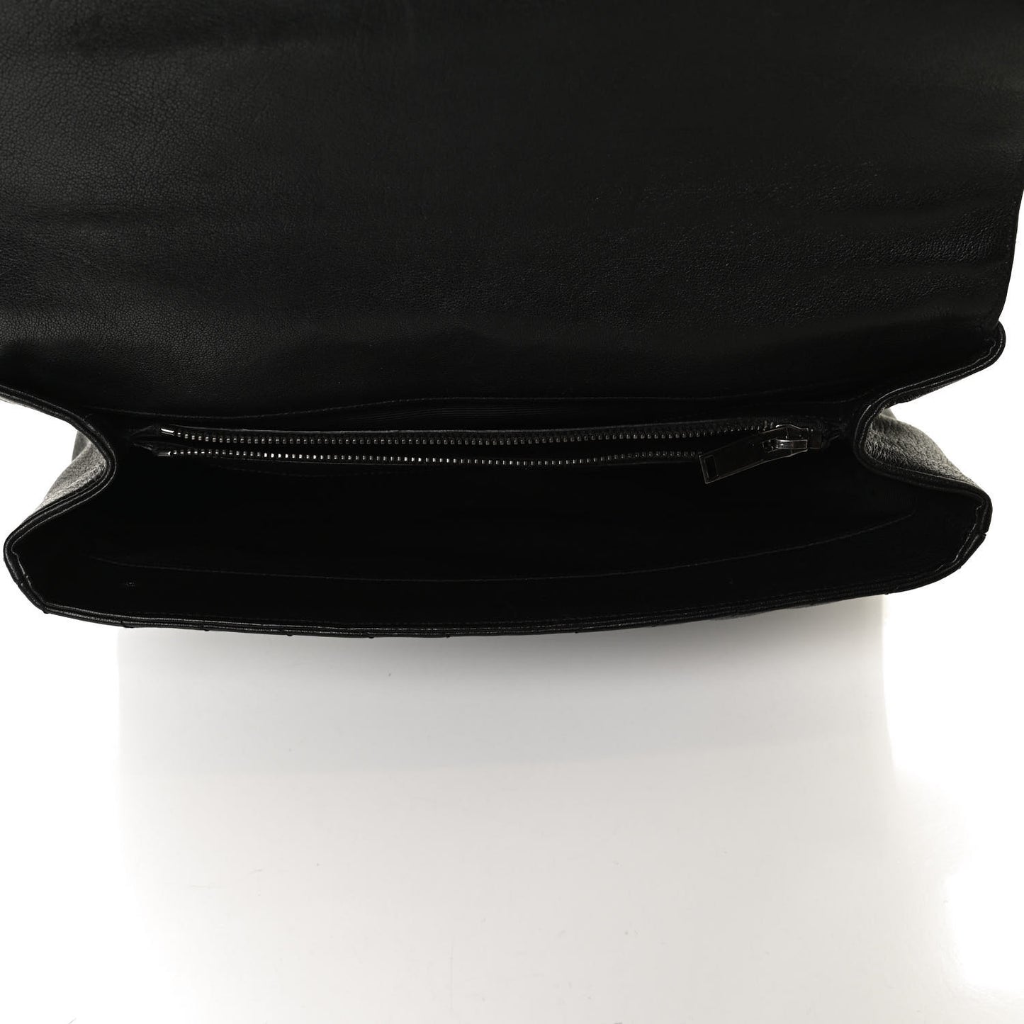 Sheepskin Matelasse Chevron Monogram Large College Satchel Black
