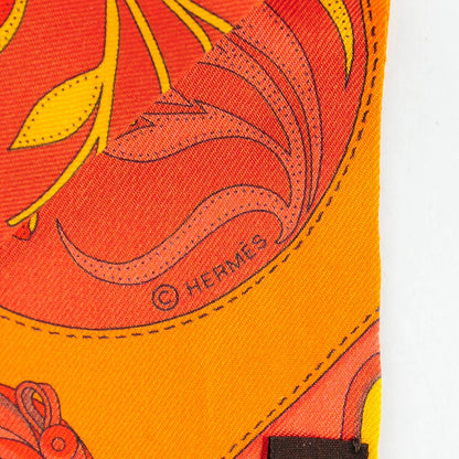 Hermes Silk Festival des Amazones Twilly Orange Vermilion Golden Yellow 4 of 5