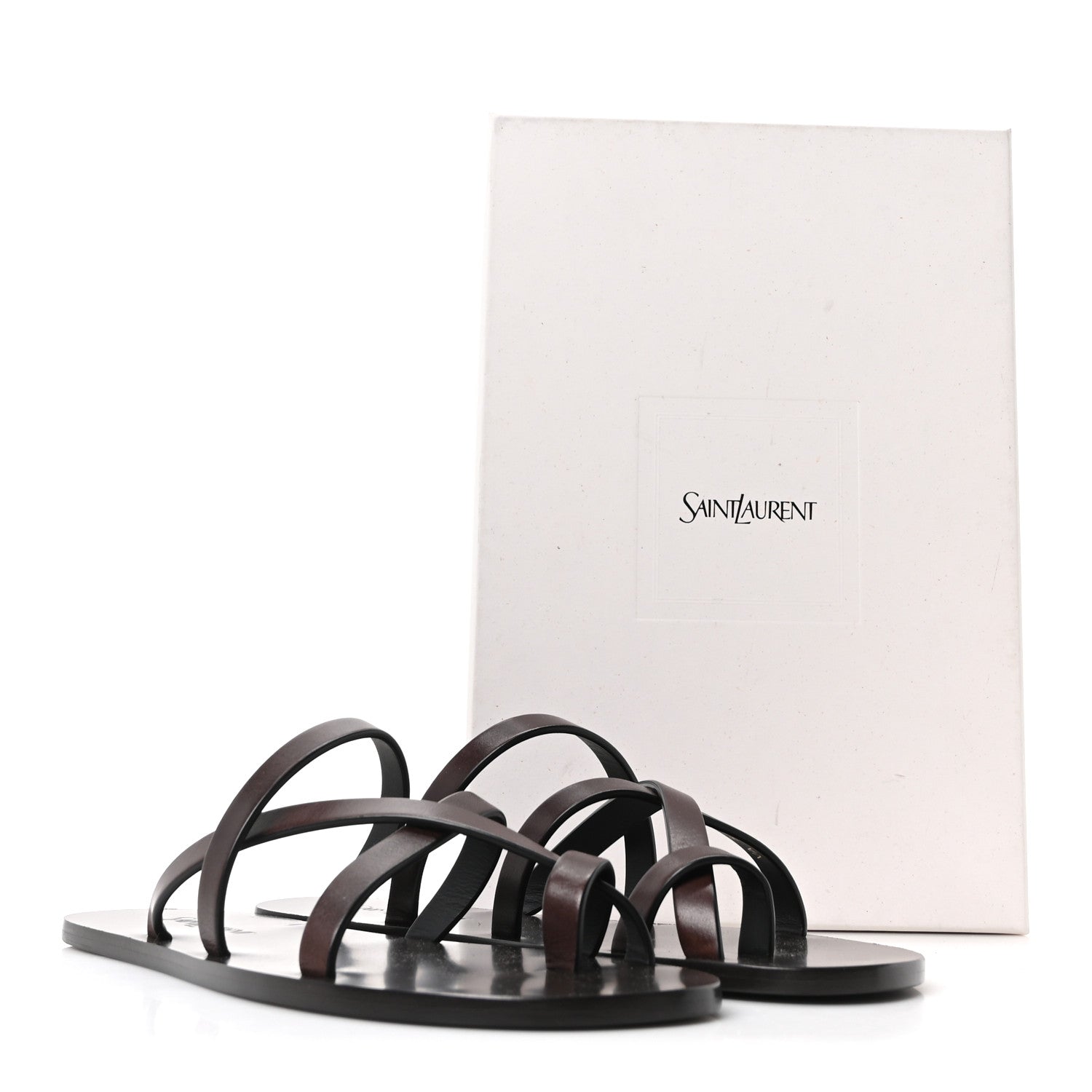 Saint Laurent Calfskin Mens Culver Flat Sandals 37.5 Moro 9 of 9