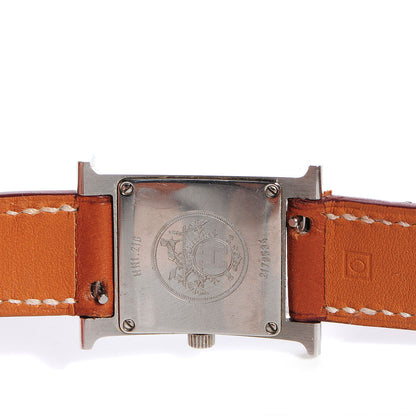 Hermes Stainless Steel Barenia 21mm Heure H Hour Double Tour Quartz Watch Fauve 7 of 8