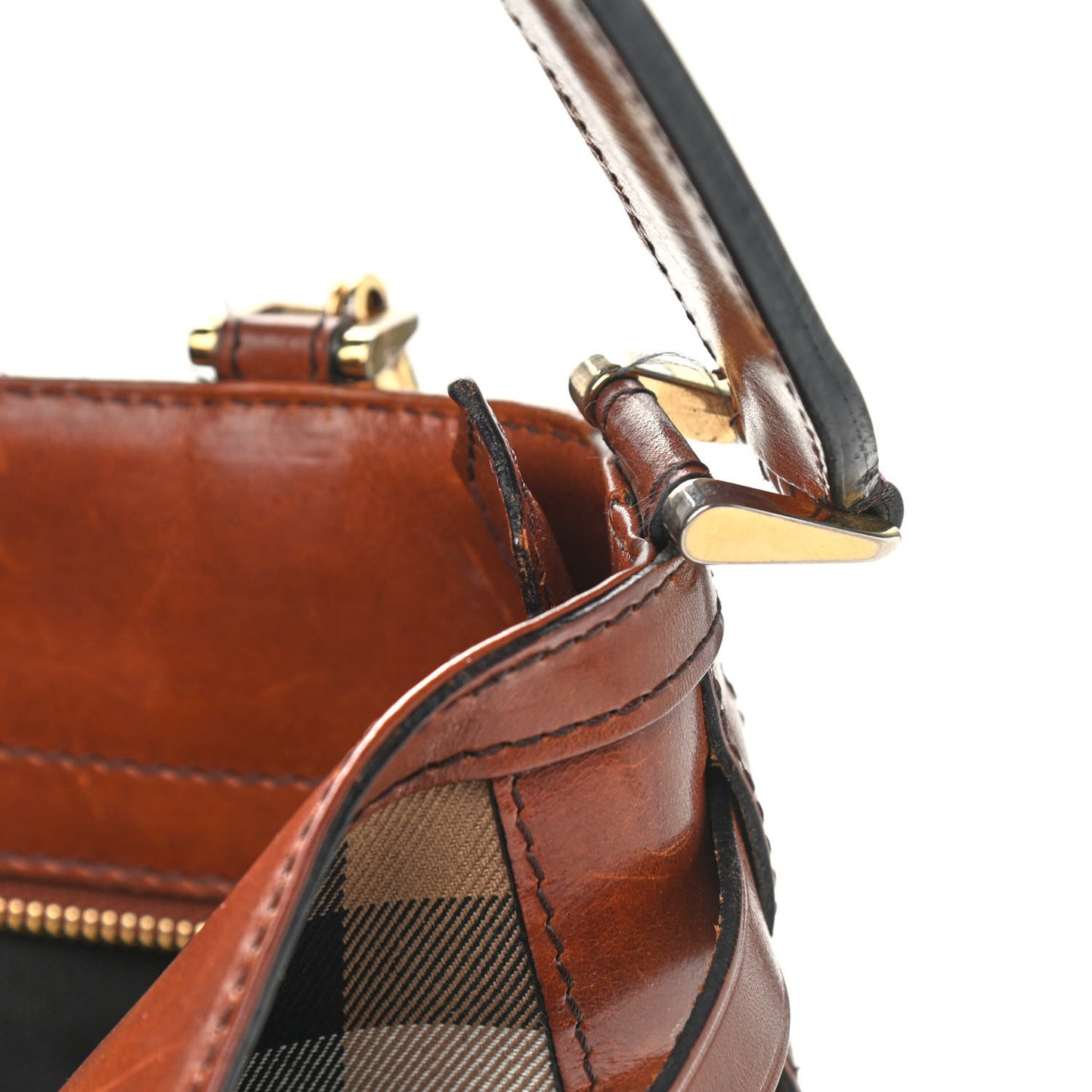 House Check Bridle Calfskin Small Dutton Hobo Light Tan