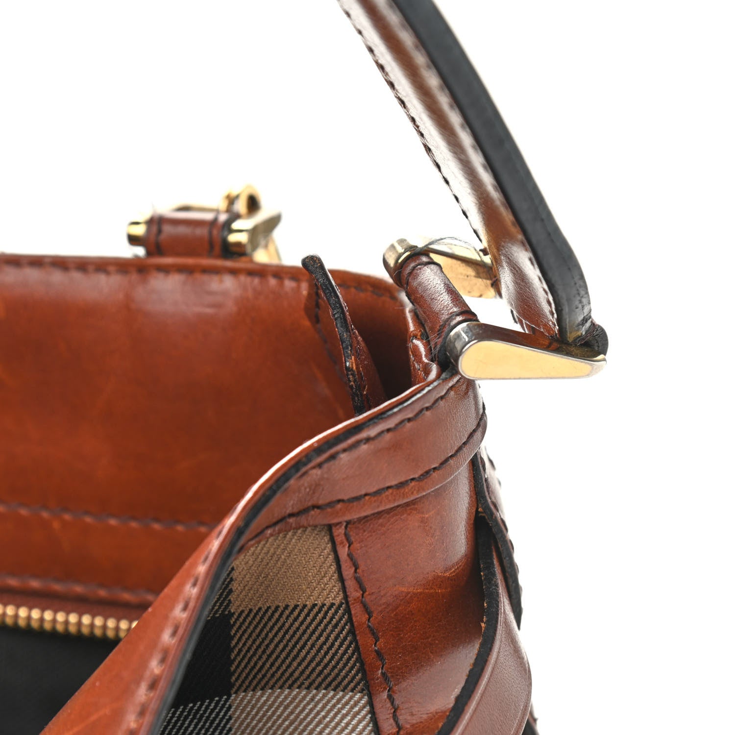 Burberry House Check Bridle Calfskin Small Dutton Hobo Light Tan 10 of 19