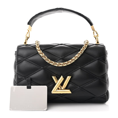 Louis Vuitton Lambskin Malletage Top Handle GO-14 MM Black 3 of 10