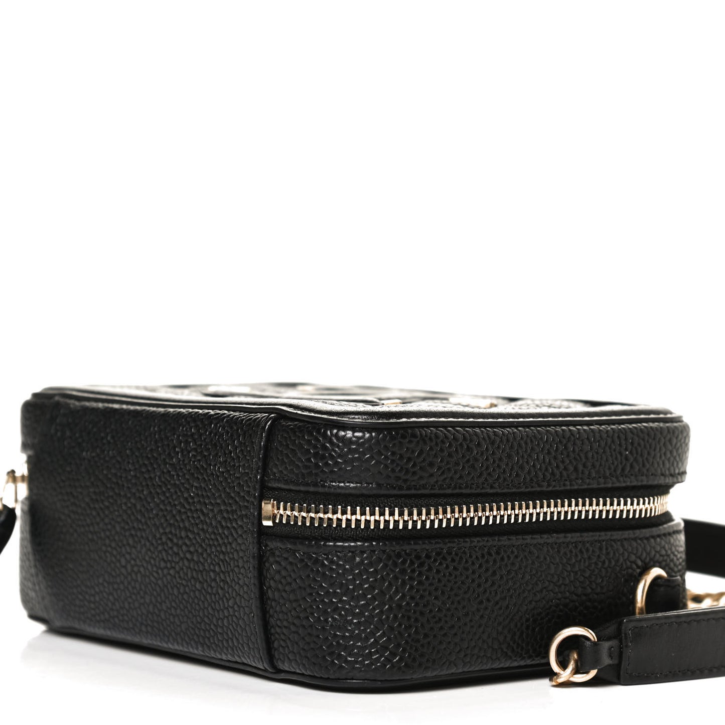 Caviar Quilted CC Filigree Vanity Clutch With Chain Black