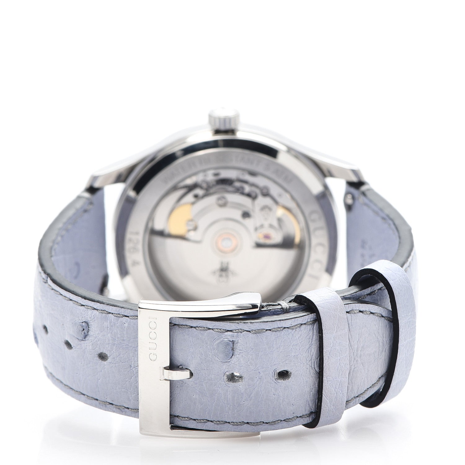 Gucci Stainless Steel Ostrich Blue Mother of Pearl 38mm G-Timeless Snake Automatic Watch 4 of 8