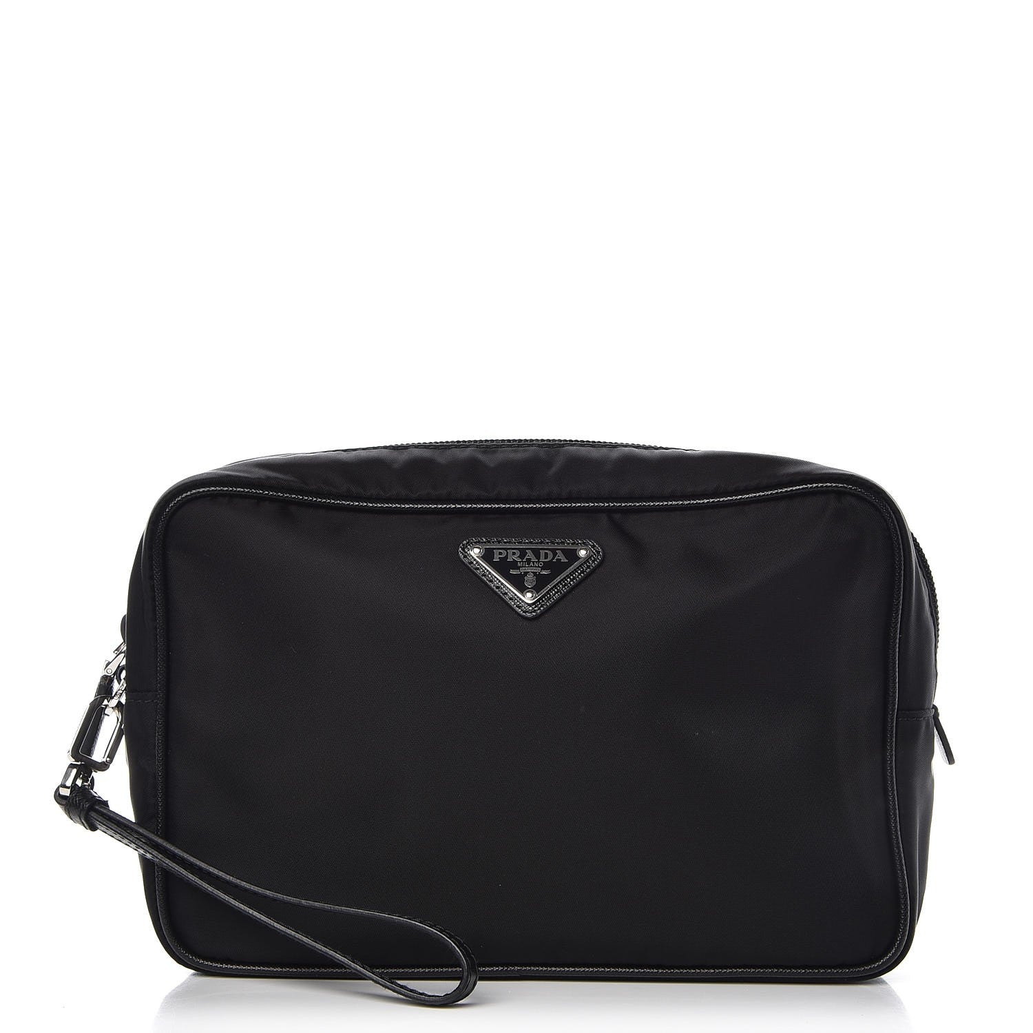 Prada Tessuto Nylon Saffiano Wristlet Black 1 of 8