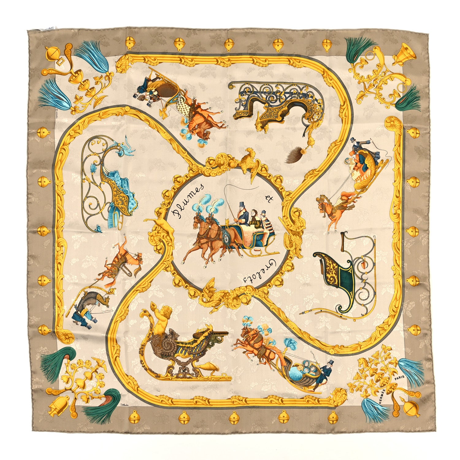 Hermes Silk Plumes Et Grelots Scarf 90 1 of 3