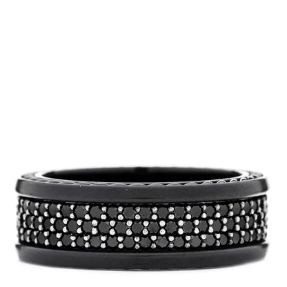 David Yurman Titanium Sterling Silver Black Diamond Streamline Three-Row Band Ring 67 11.75 1 of 6