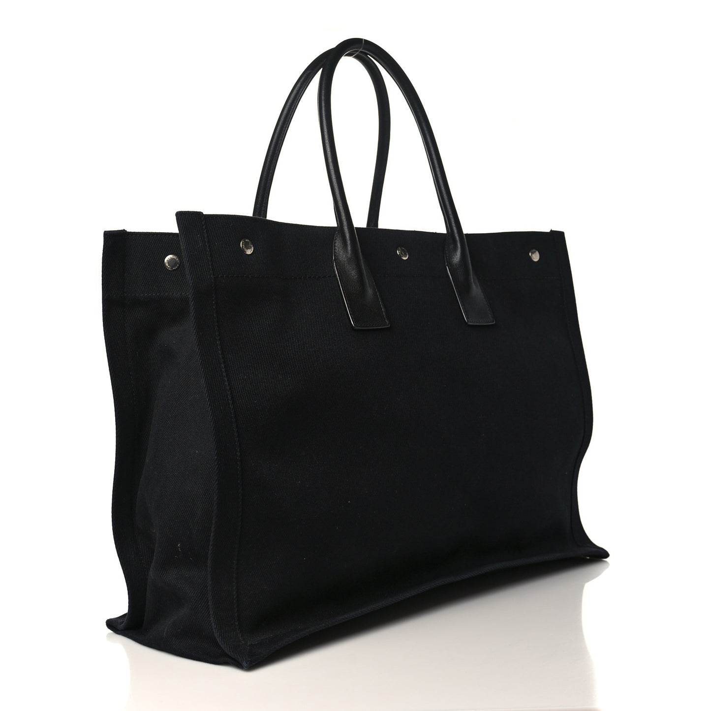 Linen Calfskin Rive Gauche Tote Black