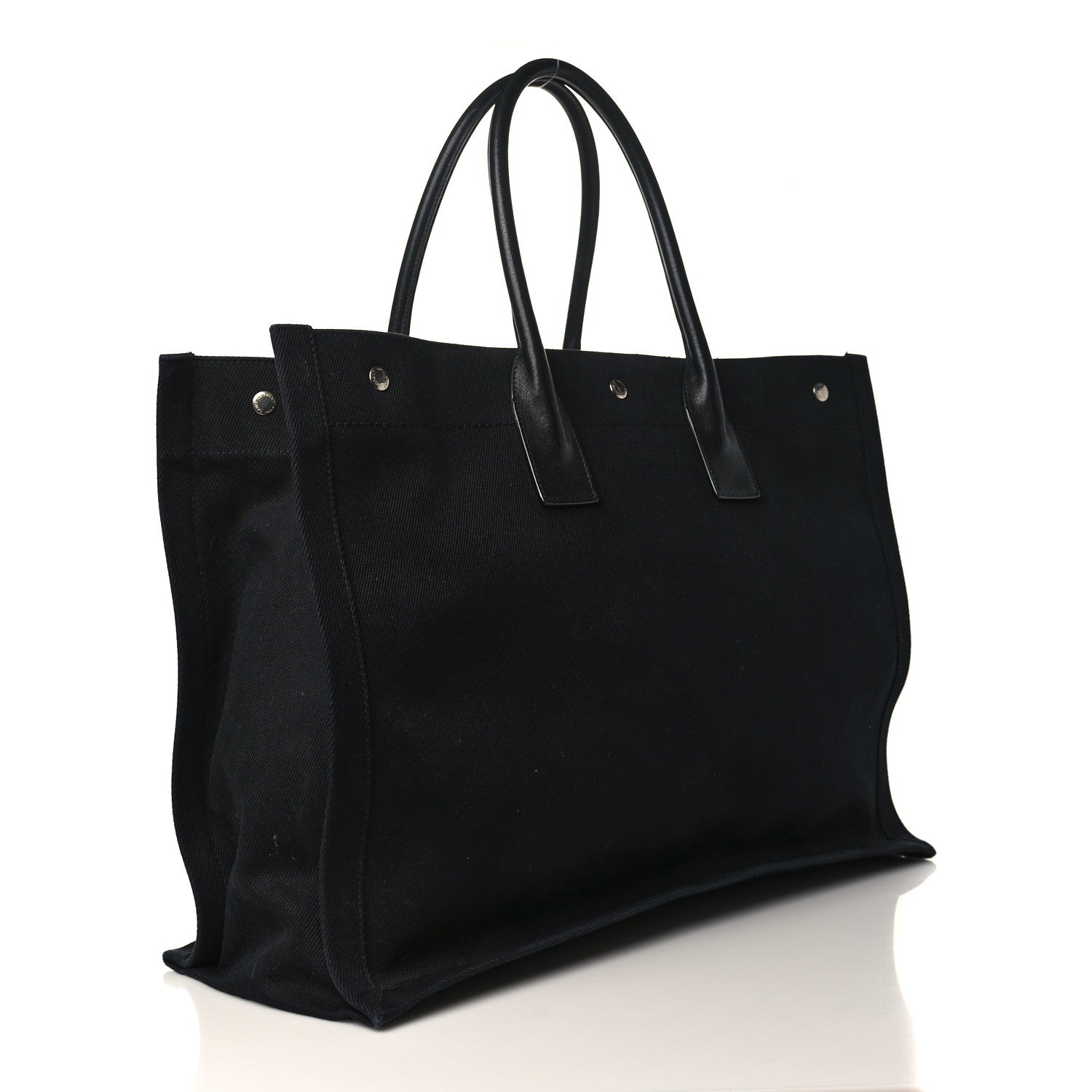Saint Laurent Linen Calfskin Rive Gauche Tote Black 3 of 10
