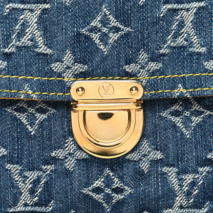 Louis Vuitton Monogram Denim Pochette Plat Clutch Blue 7 of 9