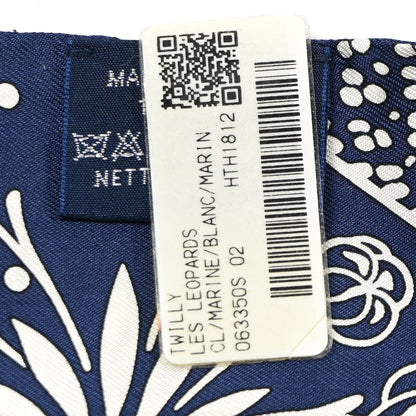 Hermes Silk Les Leopards Twilly Marine White 4 of 4