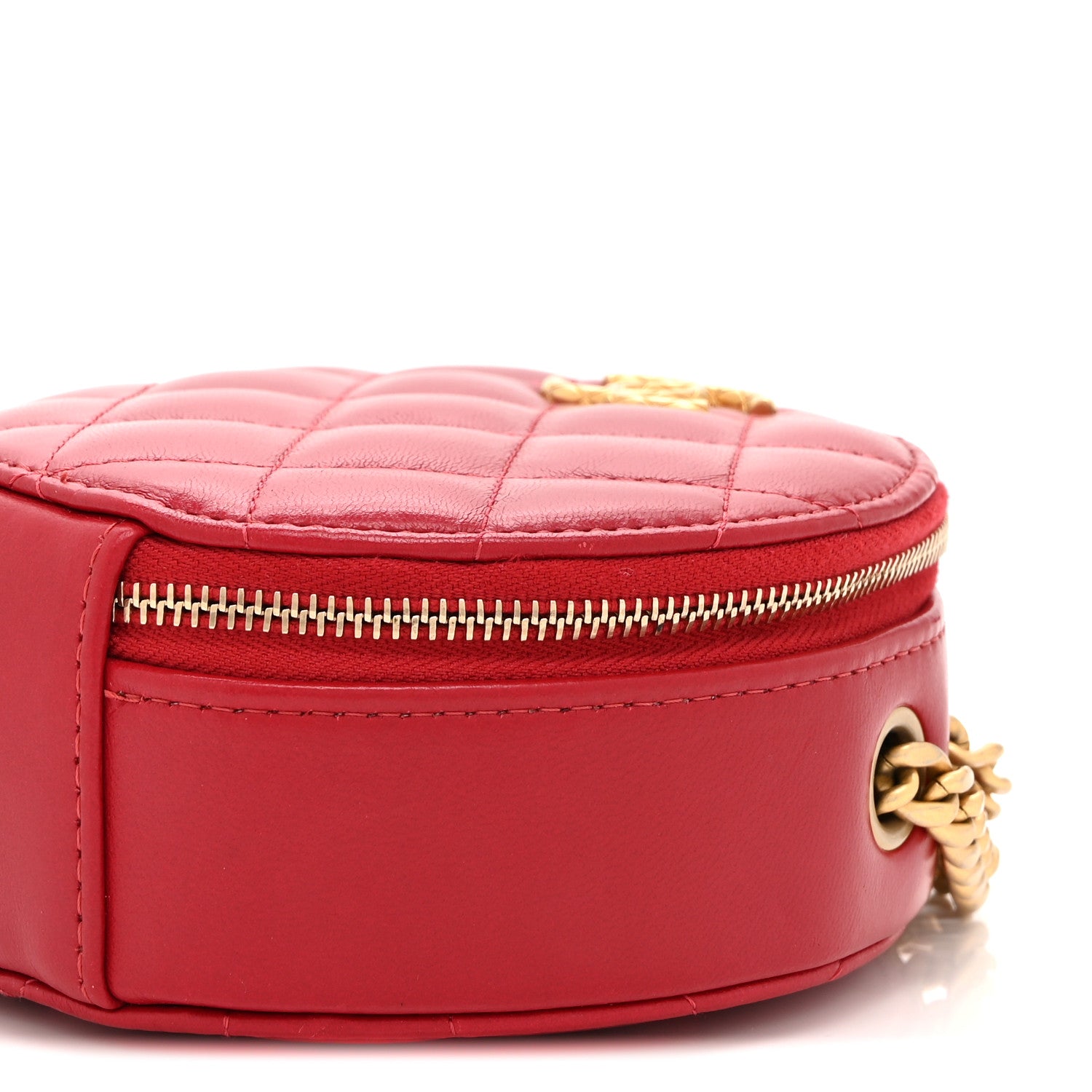 Chanel Lambskin Quilted Pillow Crush Round Clutch With Chain Red 10 of 11