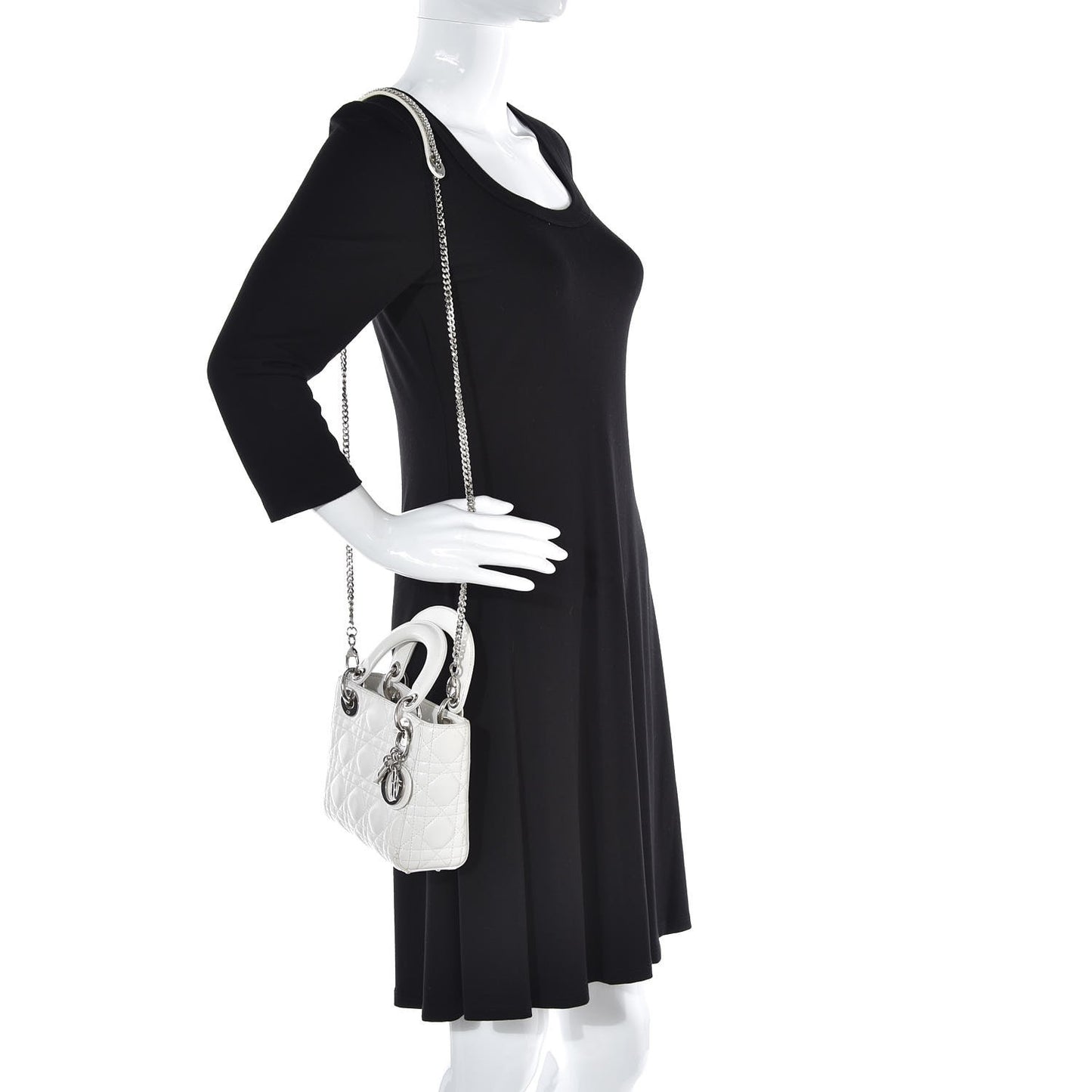 Lambskin Cannage Mini Lady Dior White