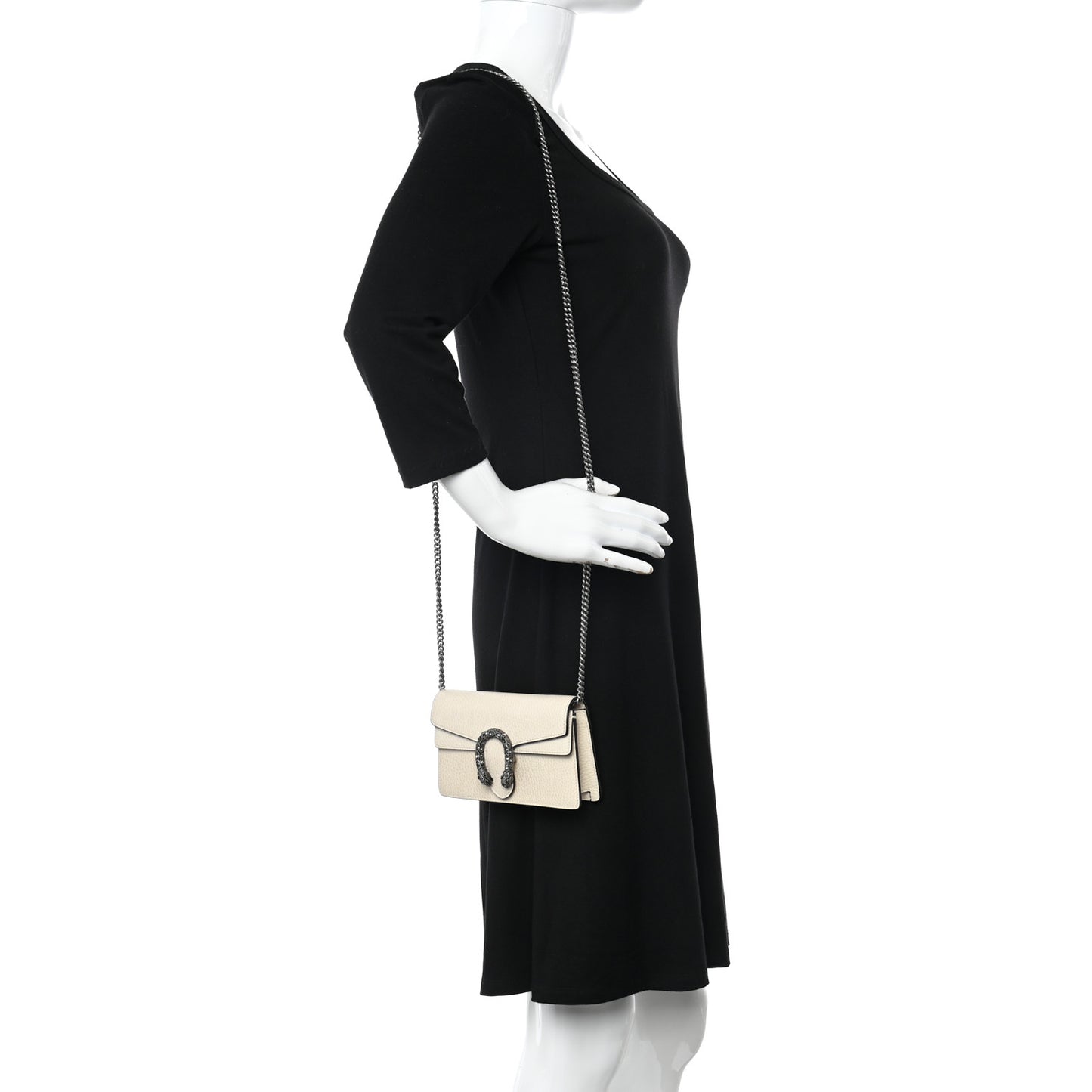 Dollar Calfskin Crystal Super Mini Dionysus Shoulder Bag Mystic White Black Diamond