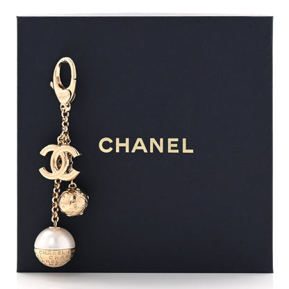 Chanel Metal Pearl CC Key Chain Gold 4 of 4