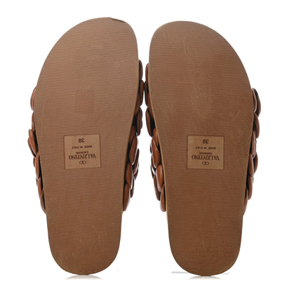 Valentino Garavani Calfskin Atelier 03 Rose Edition Double Buckle Slide Sandals 39 Cuoio 4 of 6