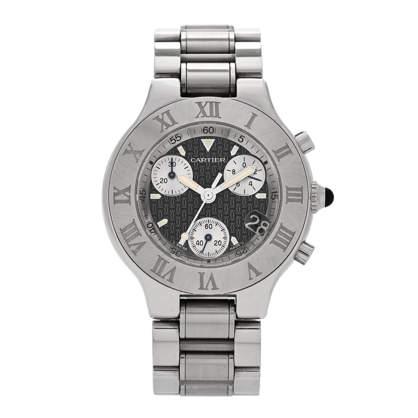 Stainless Steel 38mm Must de 21 Chronoscaph Quartz Watch Black