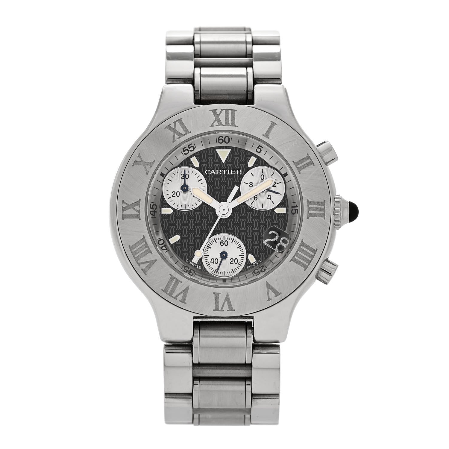 Cartier Stainless Steel 38mm Must de 21 Chronoscaph Quartz Watch Black 1 of 4