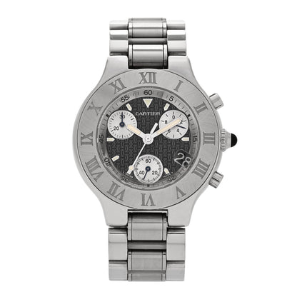 Cartier Stainless Steel 38mm Must de 21 Chronoscaph Quartz Watch Black 1 of 4