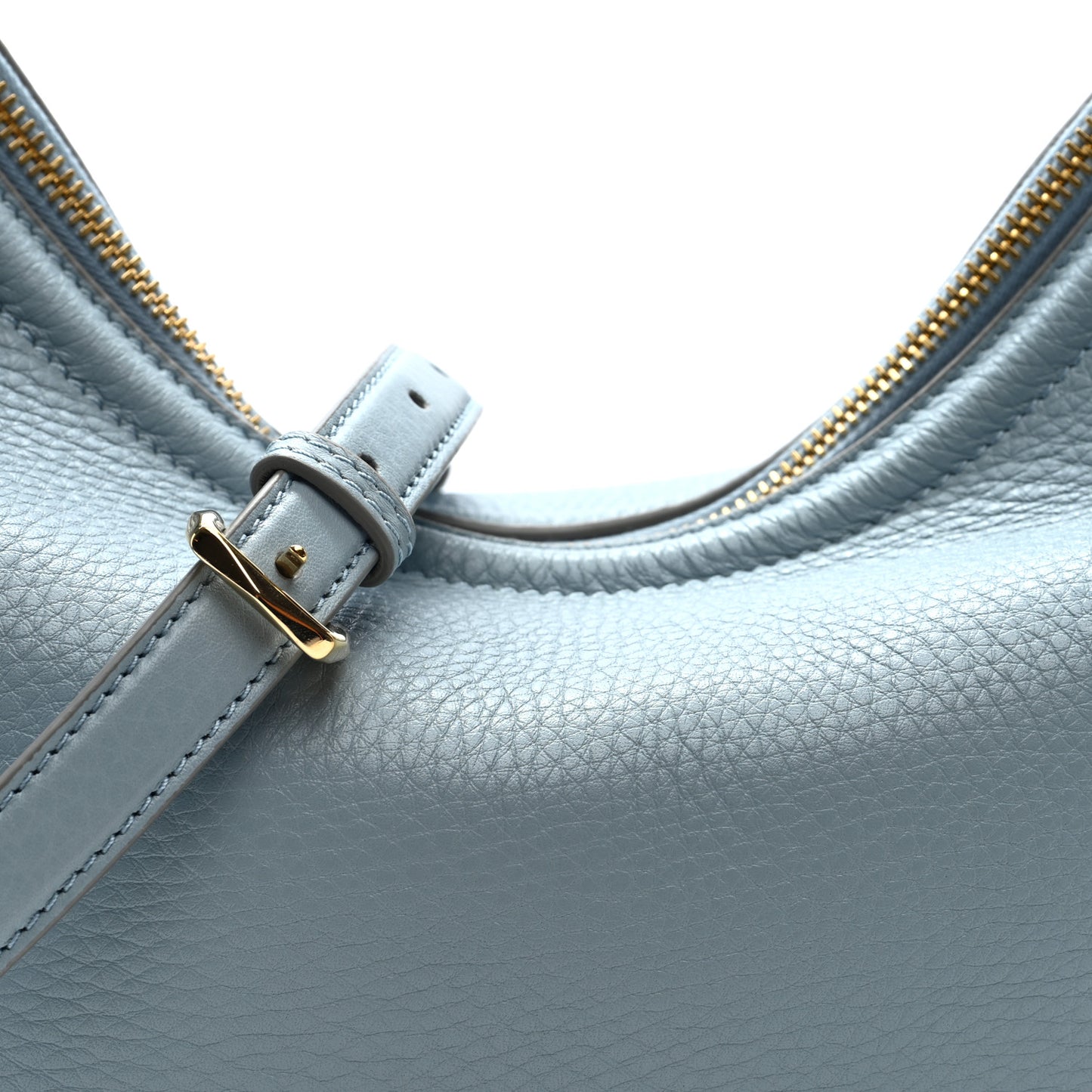 Grainy Calfskin Small Vlogo Moon Hobo Bag Blue