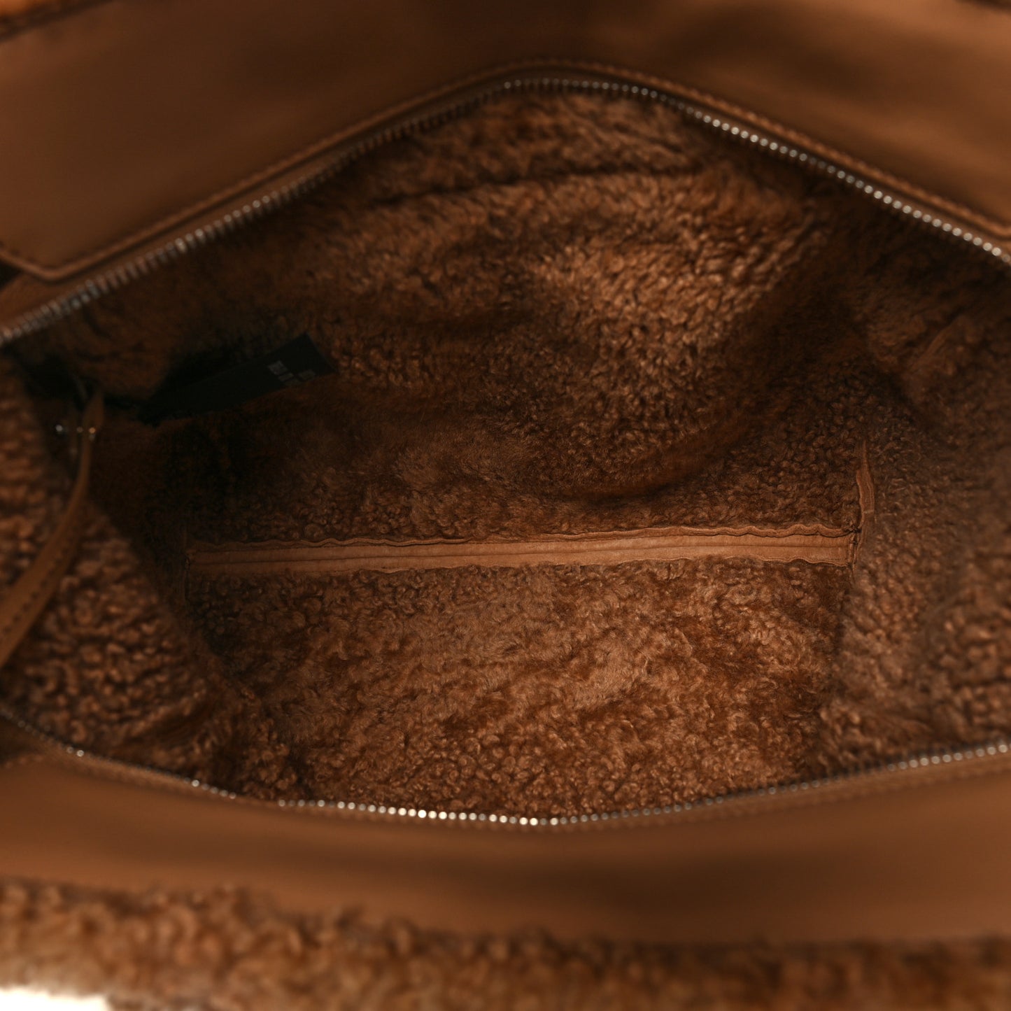 Shearling Suede Shopping Tote Caramel