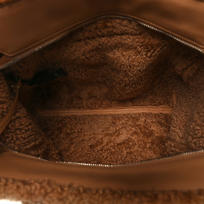 Miu Miu Shearling Suede Shopping Tote Caramel 6 of 11