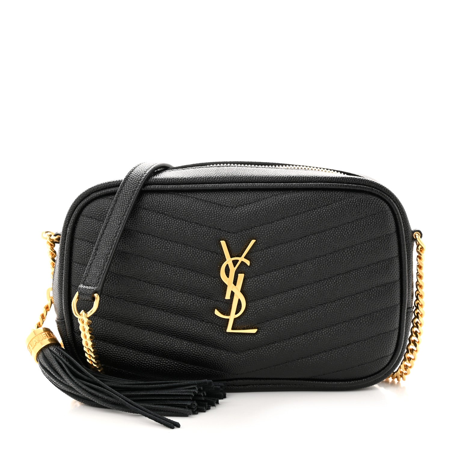 Saint Laurent Grain De Poudre Matelasse Monogram Mini Lou Camera Bag Black 1 of 11