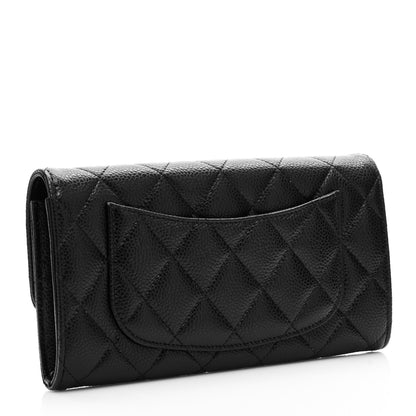 Chanel Caviar Quilted Large Gusset Flap Wallet Black 3 of 7