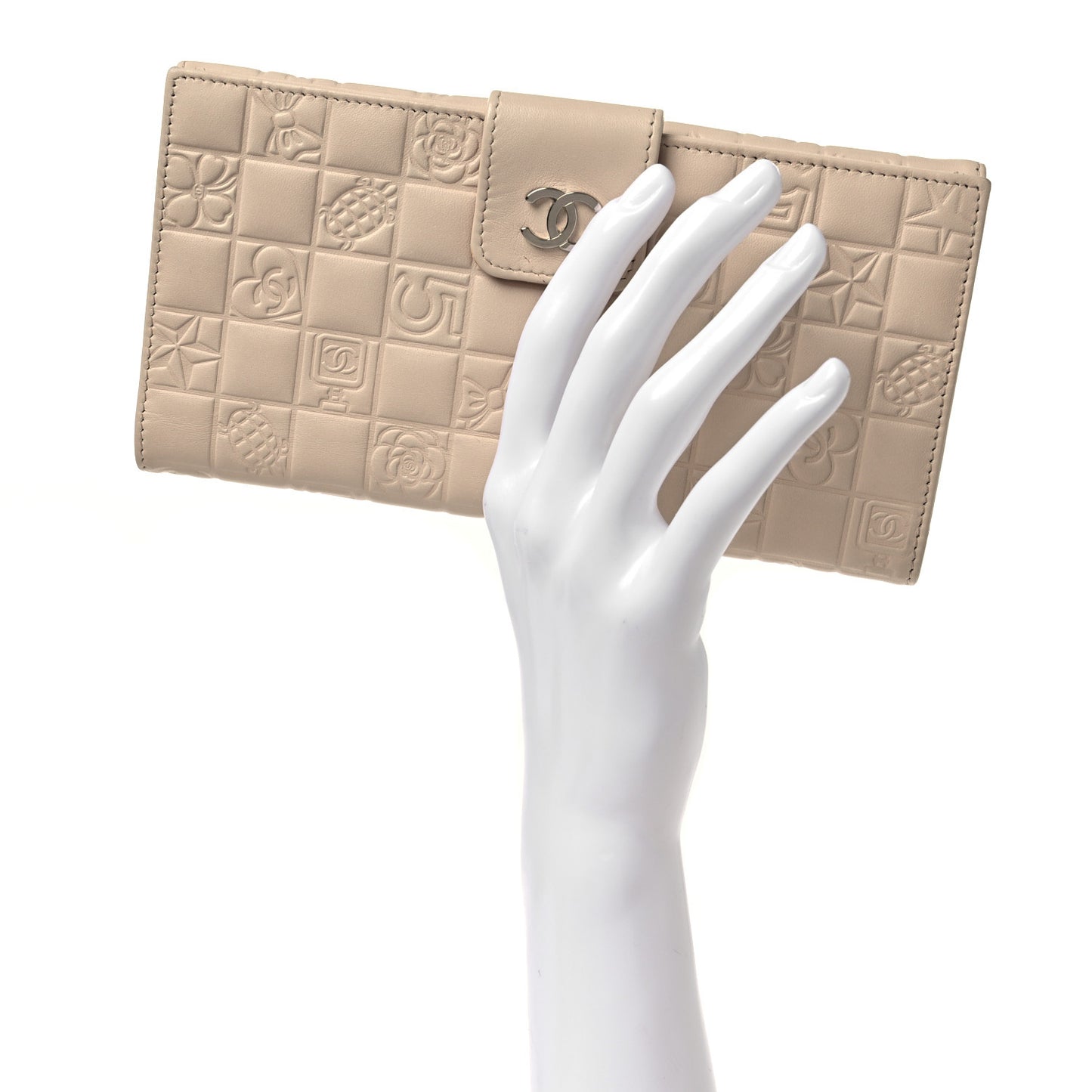 Calfskin Lucky Symbols French Wallet Light Beige