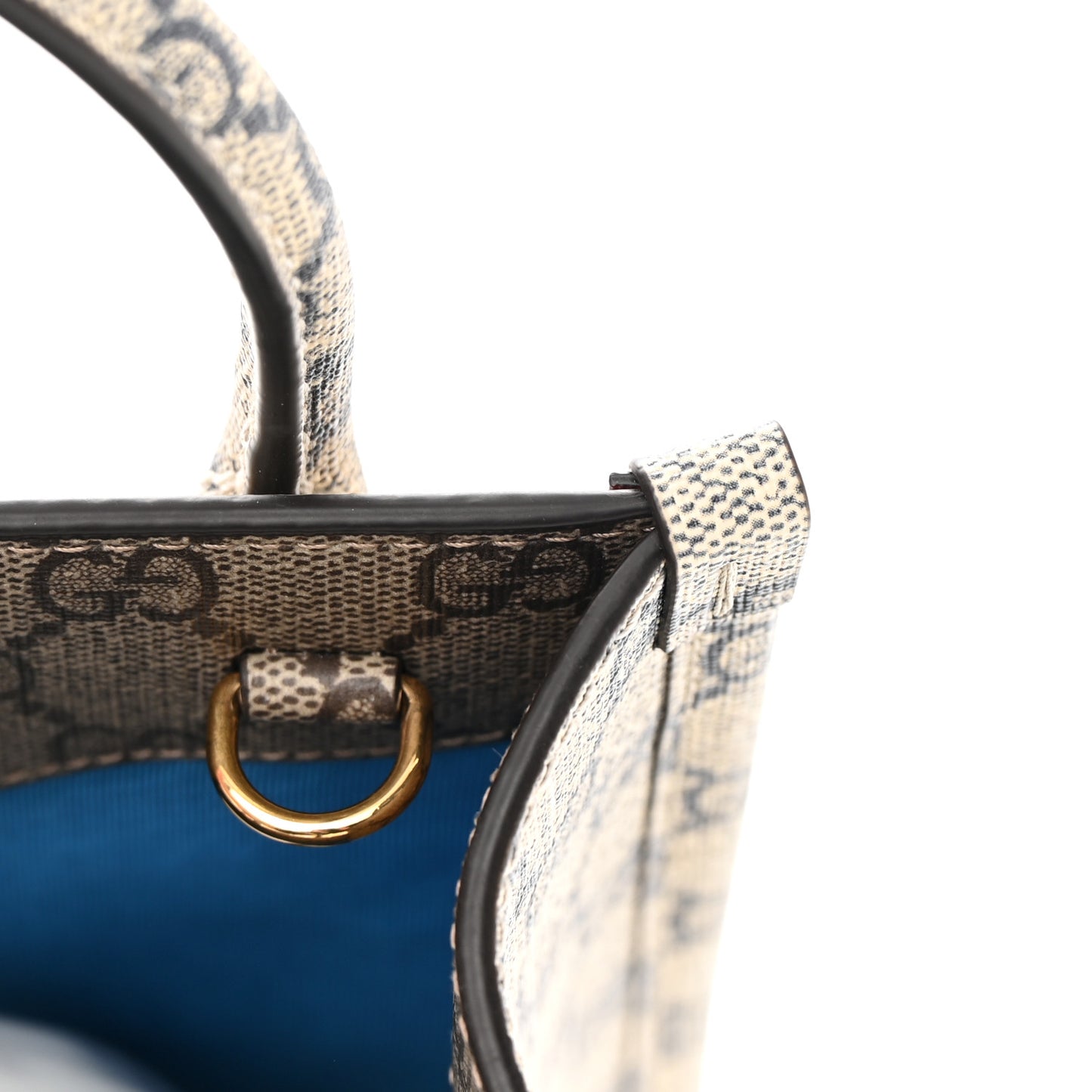 GG Supreme Monogram Exquisite Mini Vertical Tote Beige Ebony Blue Crop Live Red