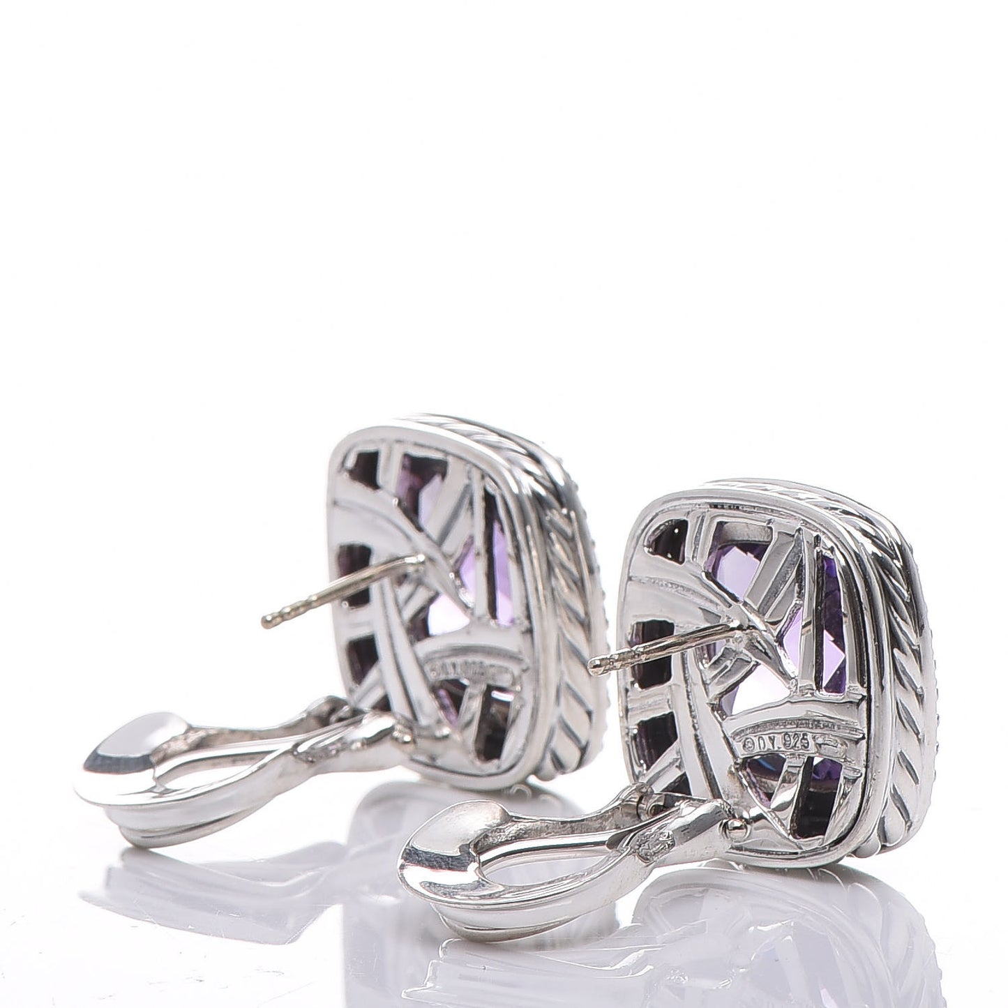 Sterling Silver Diamond Amethyst 14mm Albion Earrings