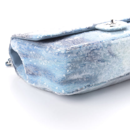 Chanel Sequin Large Waterfall Flap Light Blue 6 of 10