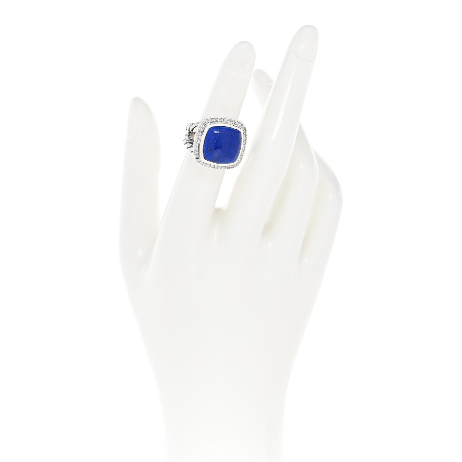 David Yurman Sterling Silver Diamond Lapis Lazuli 14mm Albion Ring 49 5 2 of 4