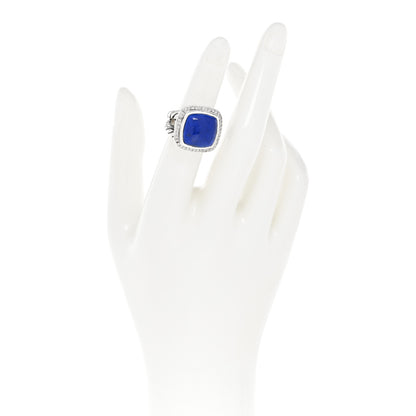 David Yurman Sterling Silver Diamond Lapis Lazuli 14mm Albion Ring 49 5 2 of 4