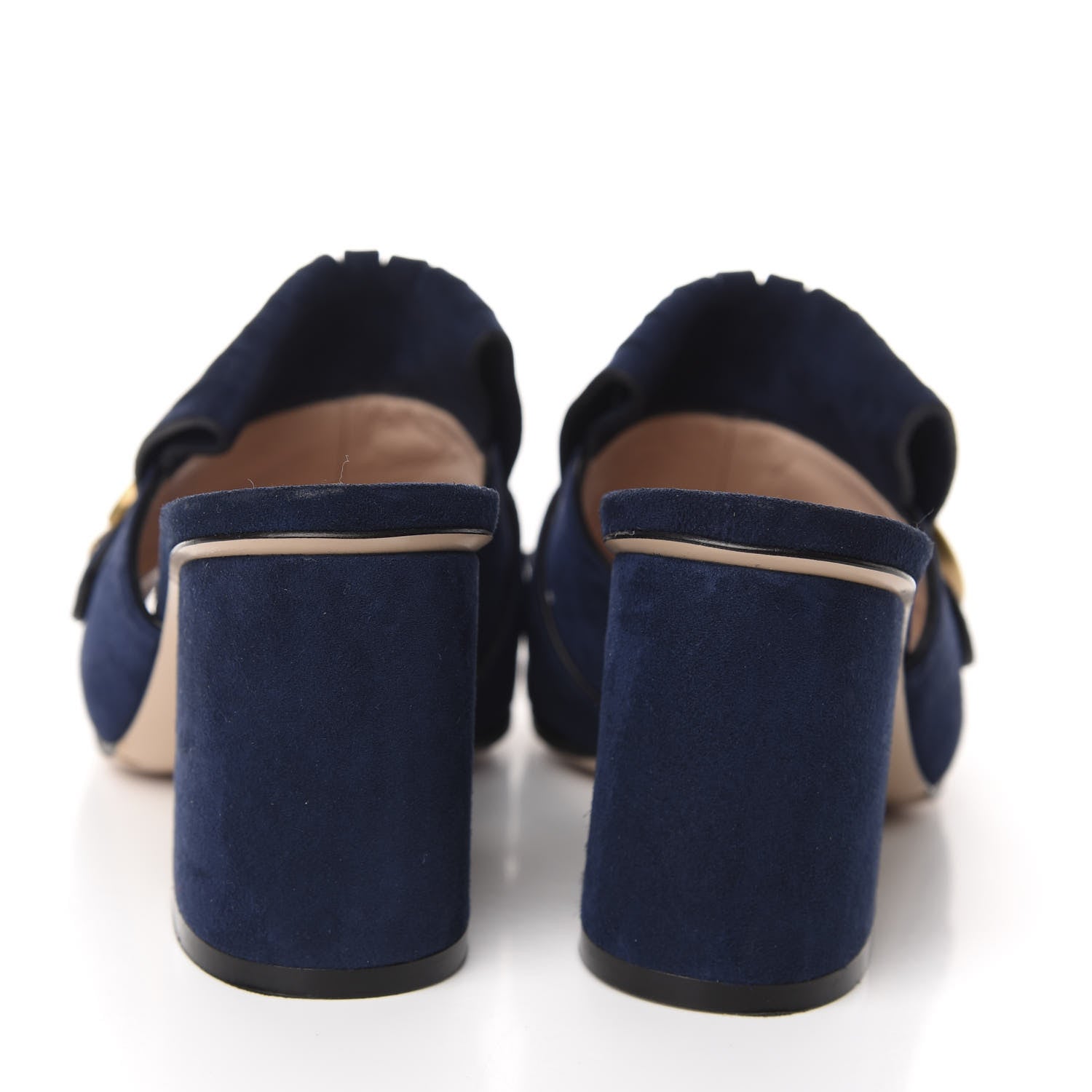 Gucci Kid Scamosciato GG Marmont Fringe 75mm Slide Sandals 35.5 Blue Ink 5 of 9