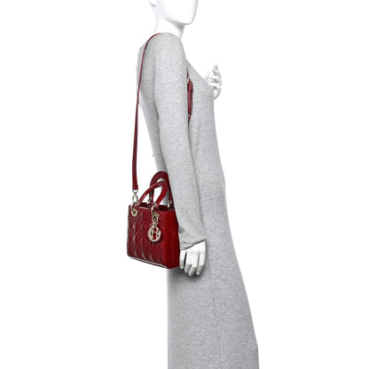 Christian Dior Patent Cannage Small Lady Dior Cherry Red 2 of 10