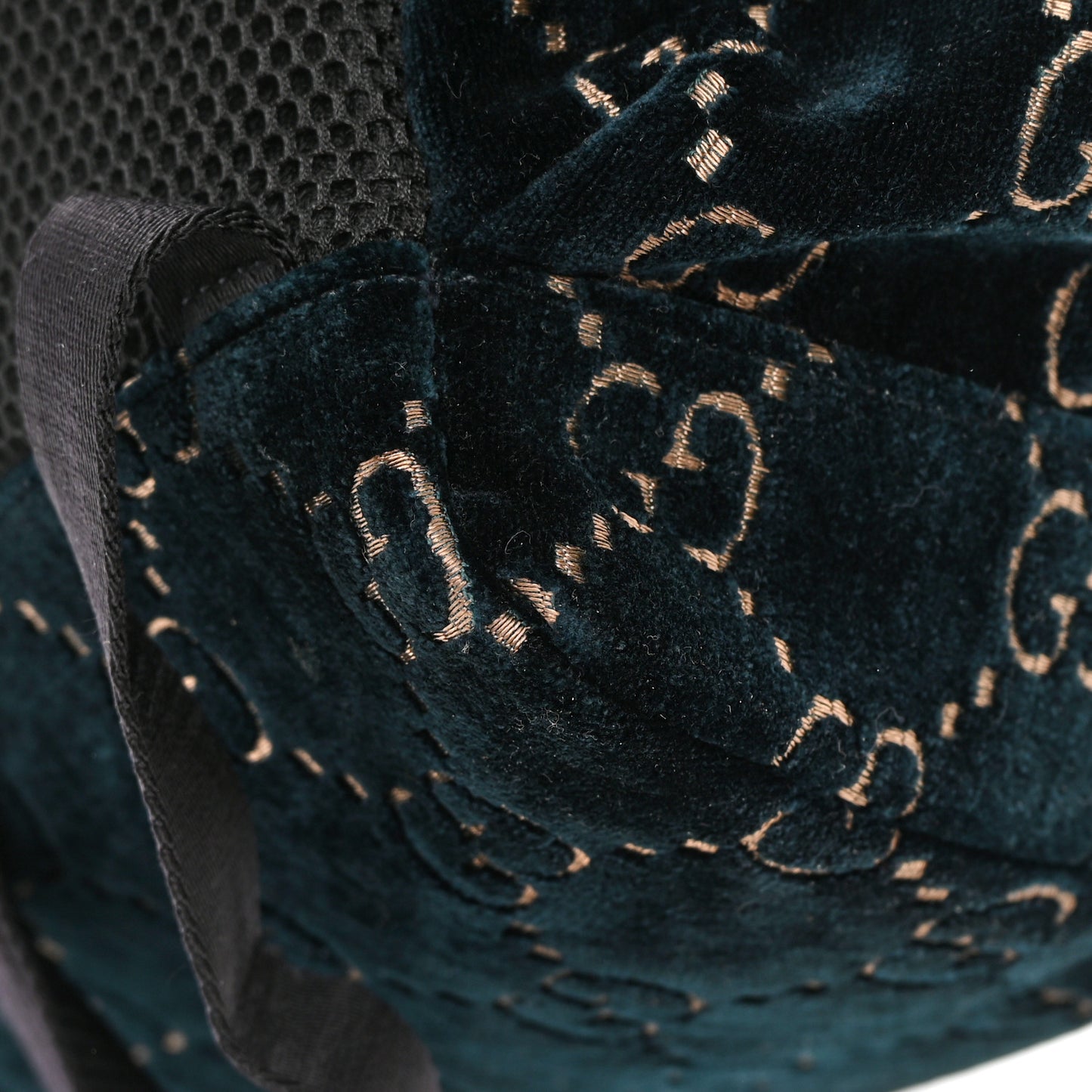 Velvet GG Monogram Web Medium Double Buckle Backpack Blue Beige Black