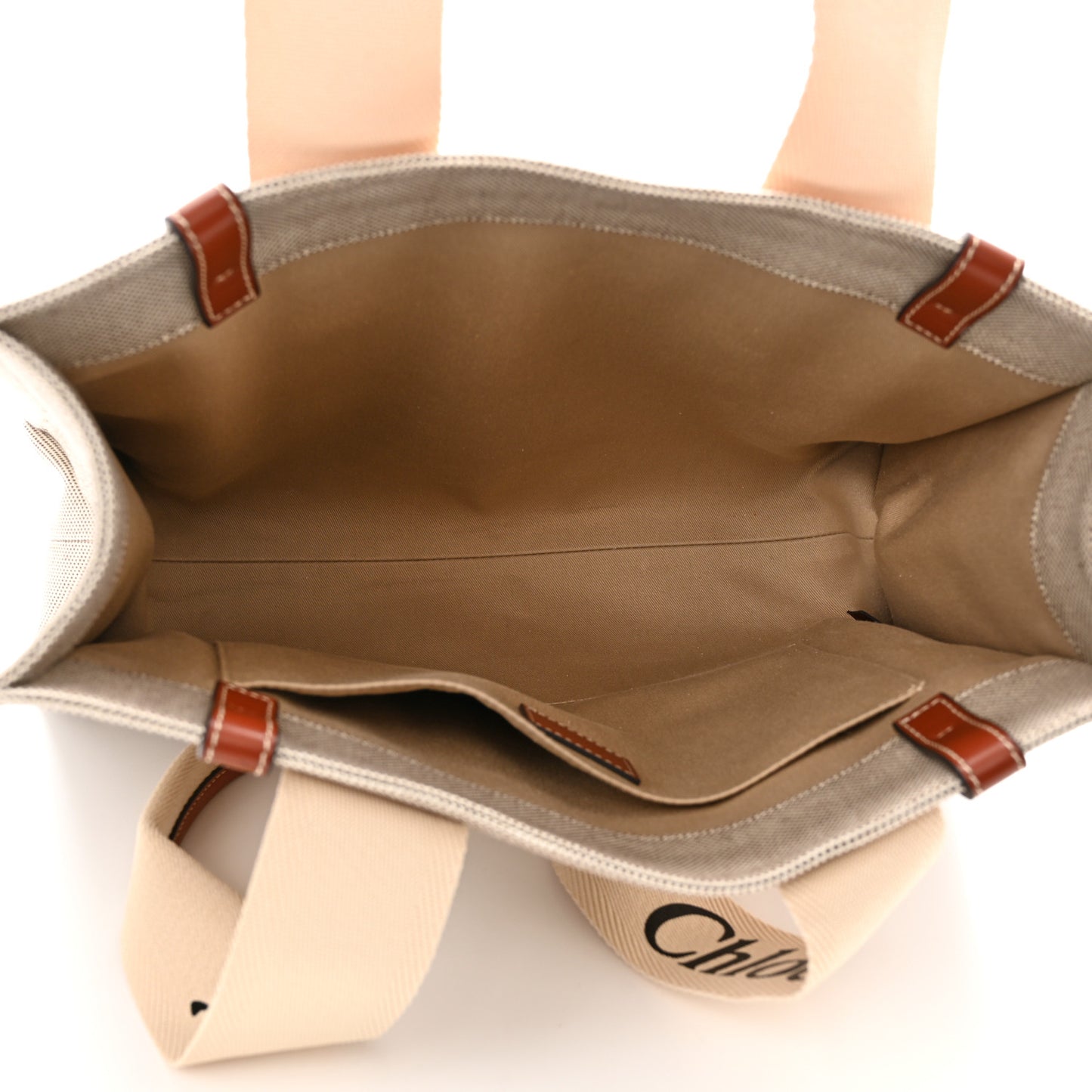 Cotton Calfskin Medium Woody Ribbon Tote White Brown