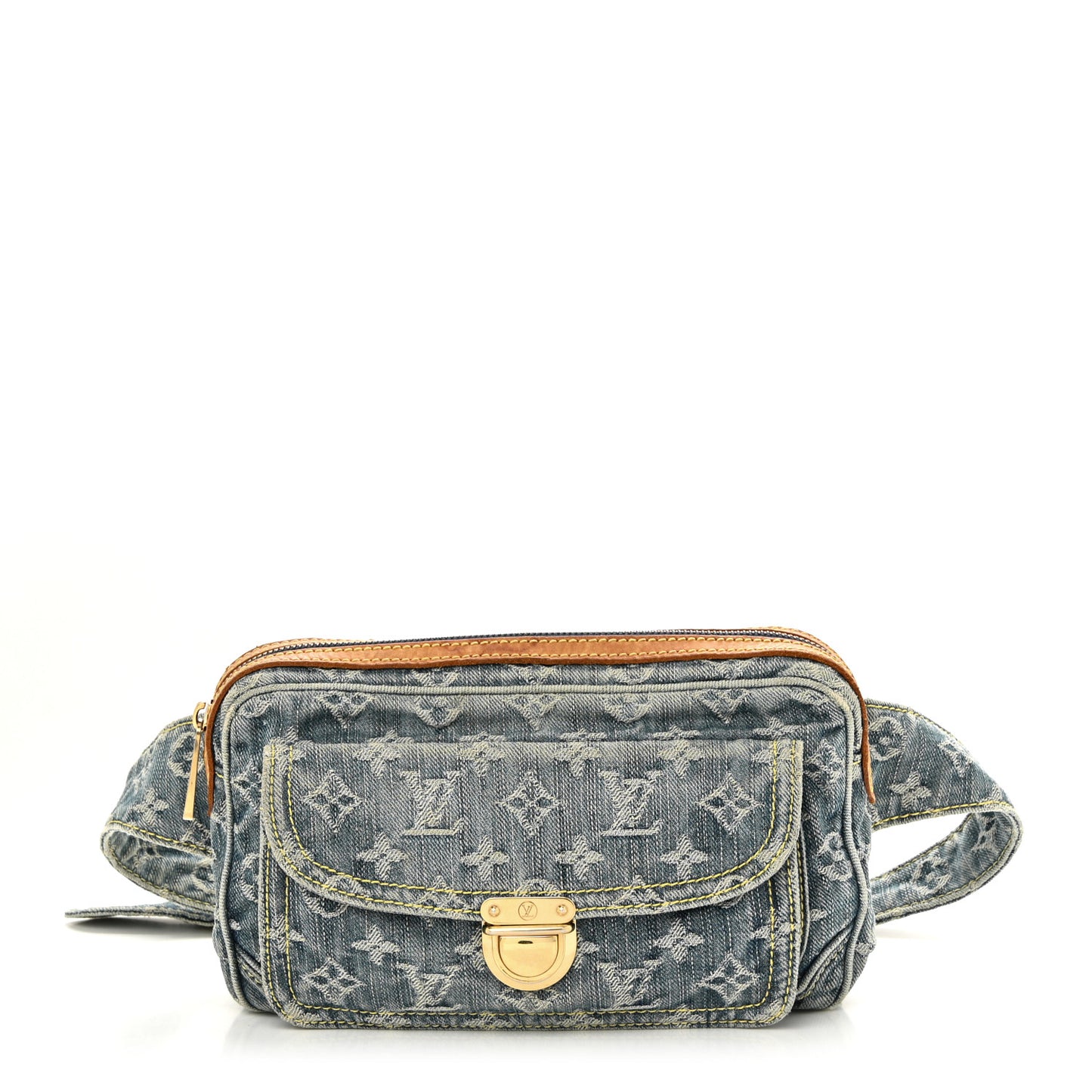 Monogram Denim Bum Bag Blue