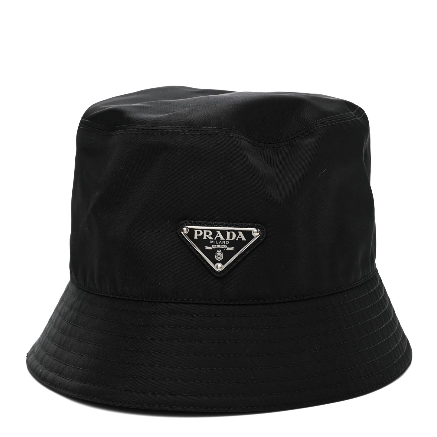 Re-Nylon Metal Triangle Logo Womens Bucket Hat S Black