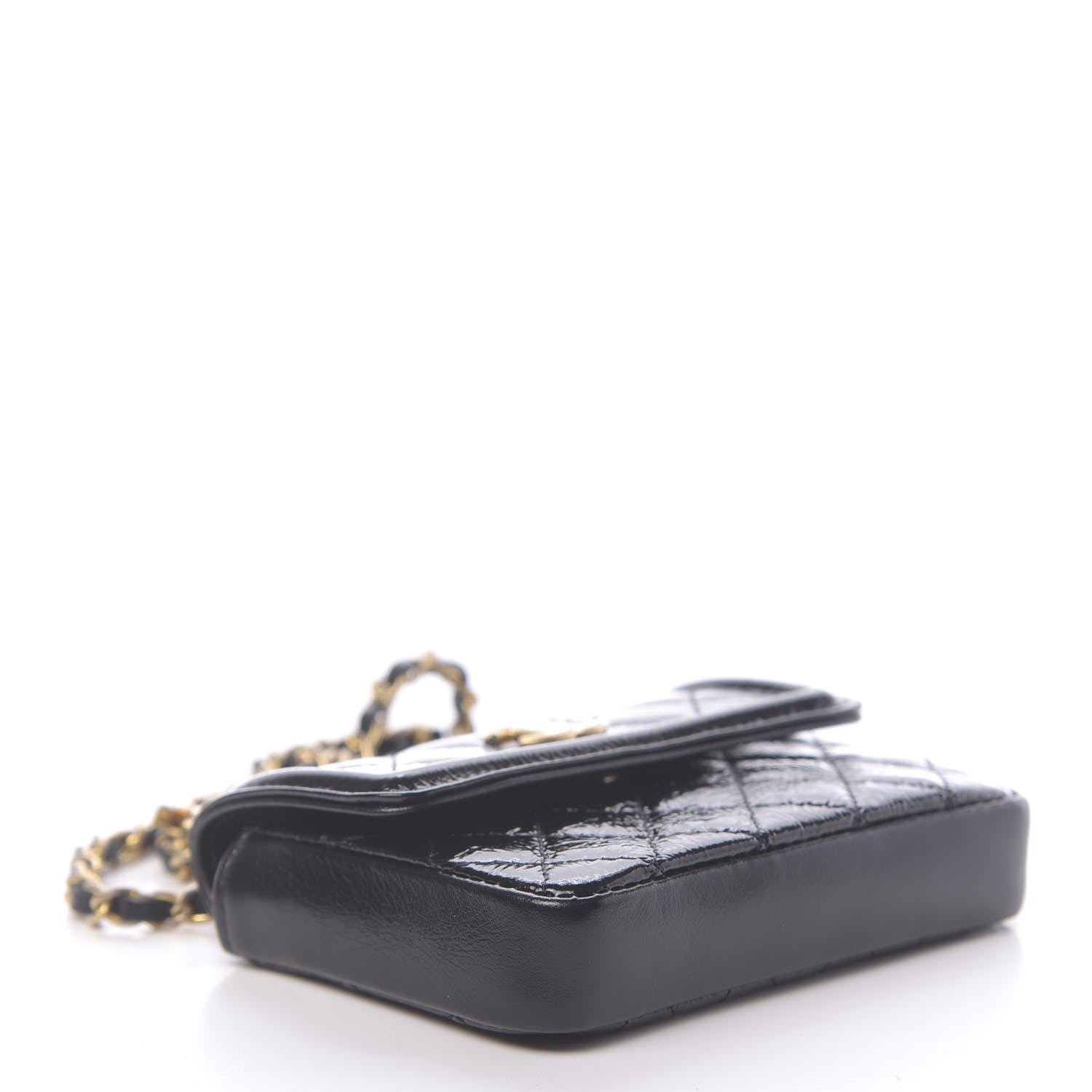 Chanel Shiny Aged Calfskin Quilted Waist Belt Bag Black 4 of 12
