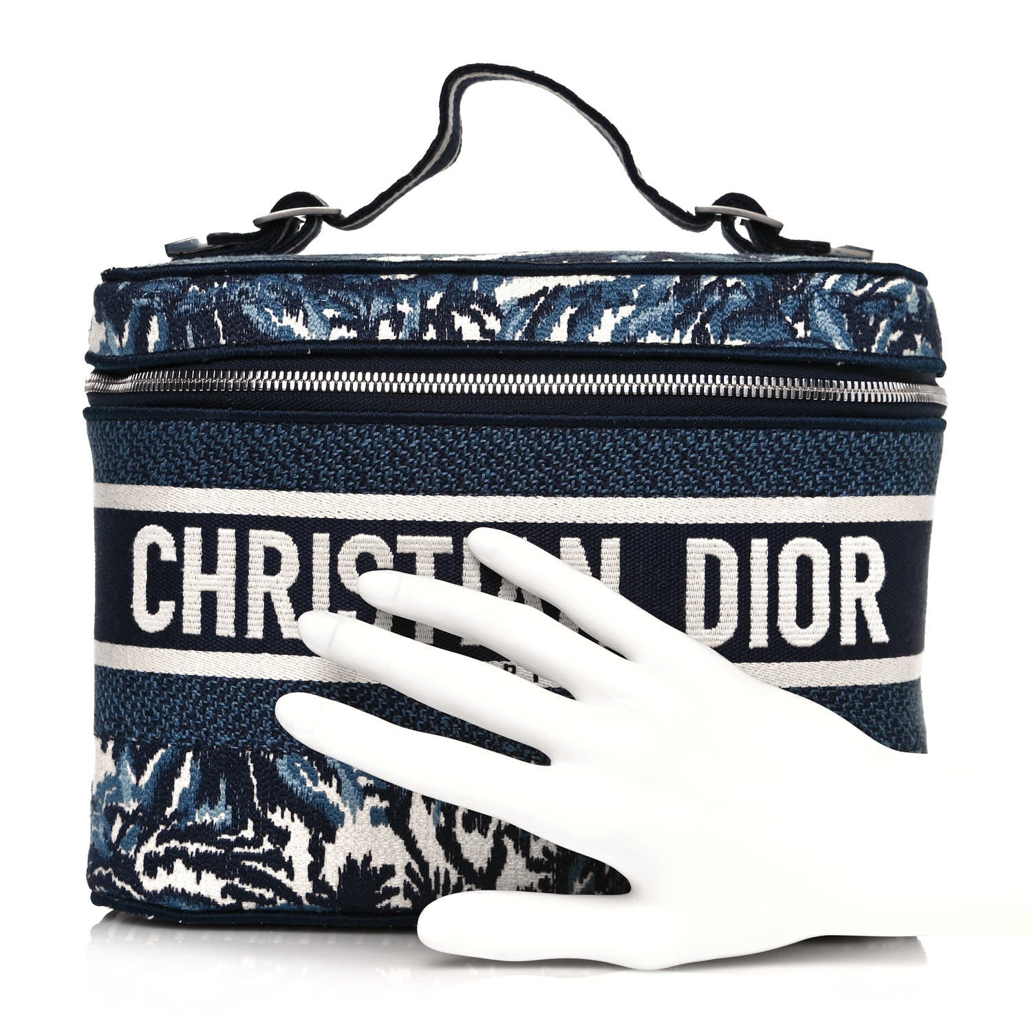 Christian Dior Canvas Embroidered Palm Tree Diortravel Vanity Case Blue Multicolor 2 of 12