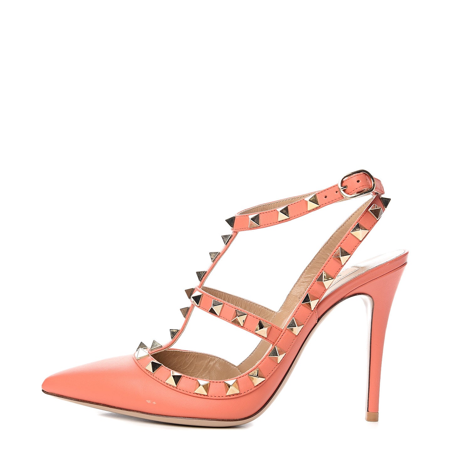 Nappa Rockstud Ankle Strap Pumps 36.5 Orange